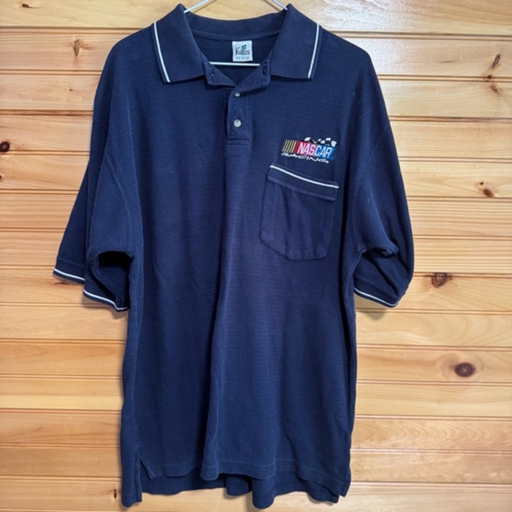 Nascar Dark Blue Polo with Embroidered Logo Large